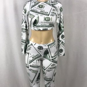 COPY t- Money Yoga pants and long sleeve crop tops